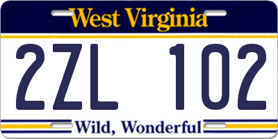 WV license plate 2ZL102