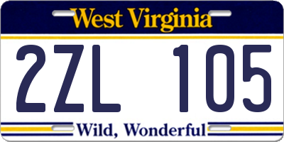 WV license plate 2ZL105
