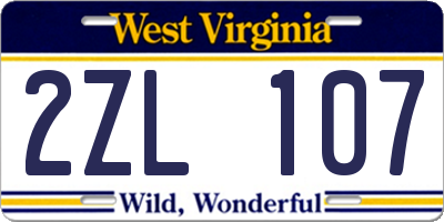 WV license plate 2ZL107