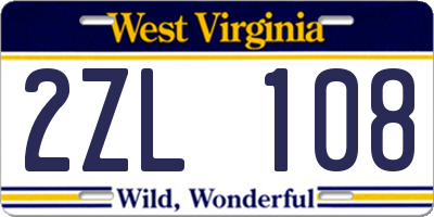 WV license plate 2ZL108