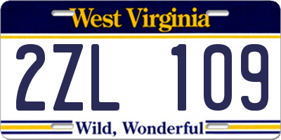 WV license plate 2ZL109