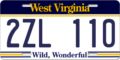 WV license plate 2ZL110