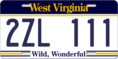 WV license plate 2ZL111