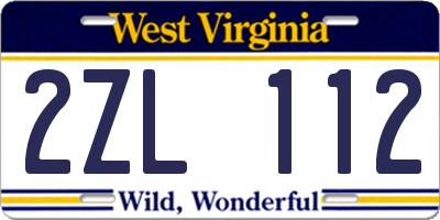 WV license plate 2ZL112