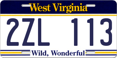 WV license plate 2ZL113