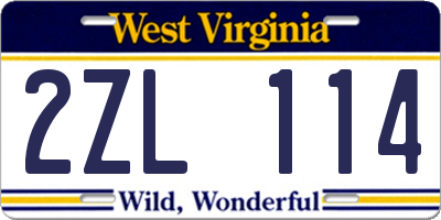 WV license plate 2ZL114