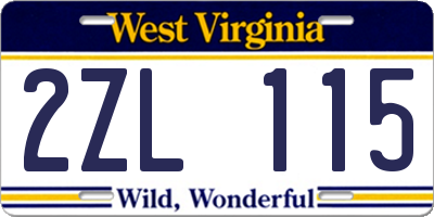 WV license plate 2ZL115