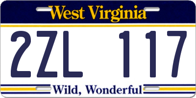 WV license plate 2ZL117