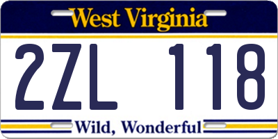 WV license plate 2ZL118