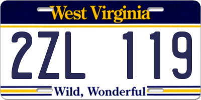 WV license plate 2ZL119