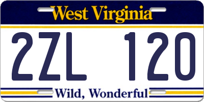 WV license plate 2ZL120