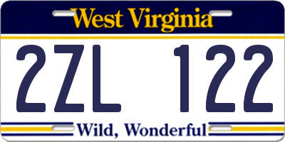 WV license plate 2ZL122