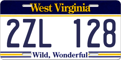 WV license plate 2ZL128