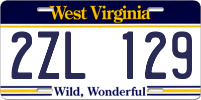 WV license plate 2ZL129