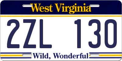 WV license plate 2ZL130