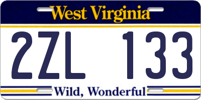 WV license plate 2ZL133