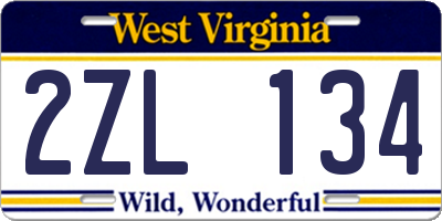 WV license plate 2ZL134
