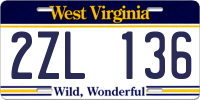 WV license plate 2ZL136
