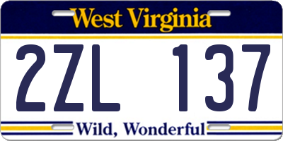 WV license plate 2ZL137