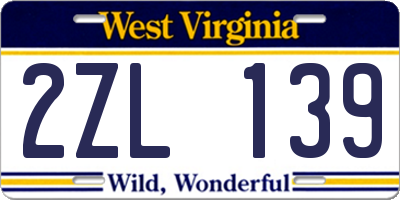WV license plate 2ZL139