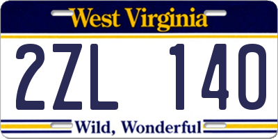 WV license plate 2ZL140
