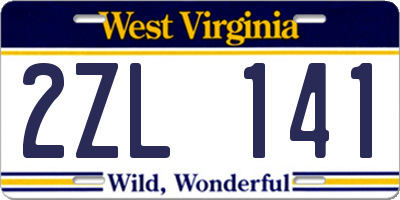 WV license plate 2ZL141