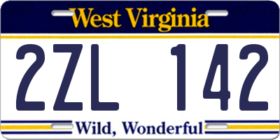WV license plate 2ZL142
