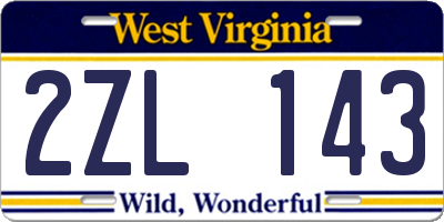 WV license plate 2ZL143