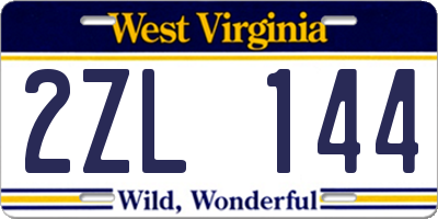 WV license plate 2ZL144