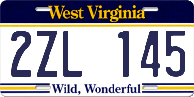 WV license plate 2ZL145