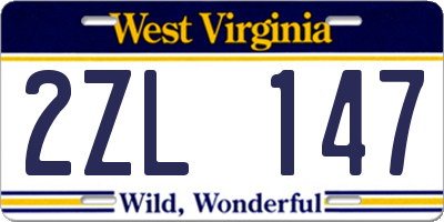 WV license plate 2ZL147