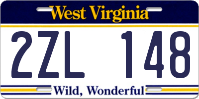WV license plate 2ZL148