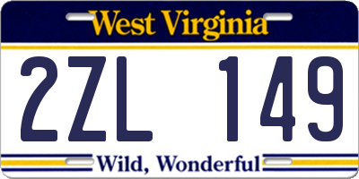 WV license plate 2ZL149