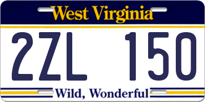 WV license plate 2ZL150