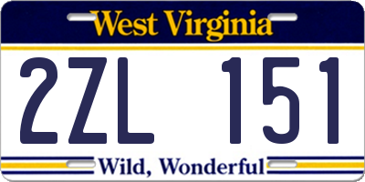 WV license plate 2ZL151