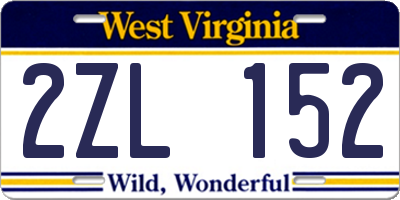WV license plate 2ZL152