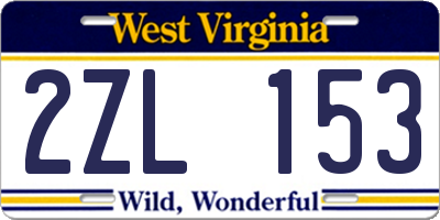 WV license plate 2ZL153
