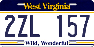 WV license plate 2ZL157