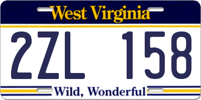 WV license plate 2ZL158