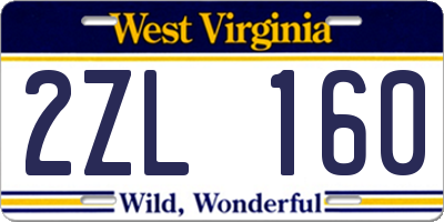 WV license plate 2ZL160