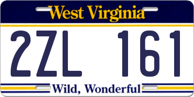 WV license plate 2ZL161