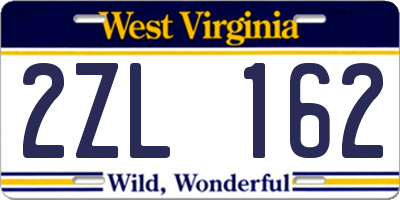 WV license plate 2ZL162