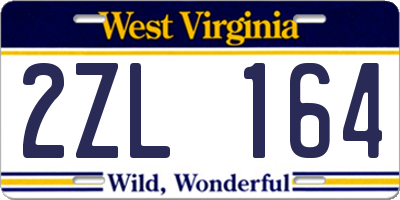 WV license plate 2ZL164