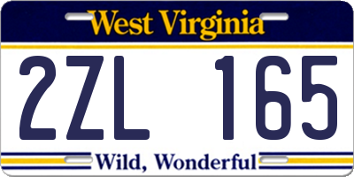 WV license plate 2ZL165