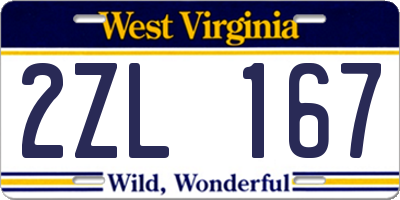 WV license plate 2ZL167