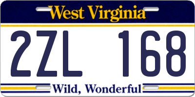 WV license plate 2ZL168
