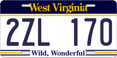 WV license plate 2ZL170