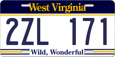 WV license plate 2ZL171