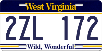 WV license plate 2ZL172