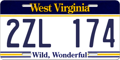 WV license plate 2ZL174